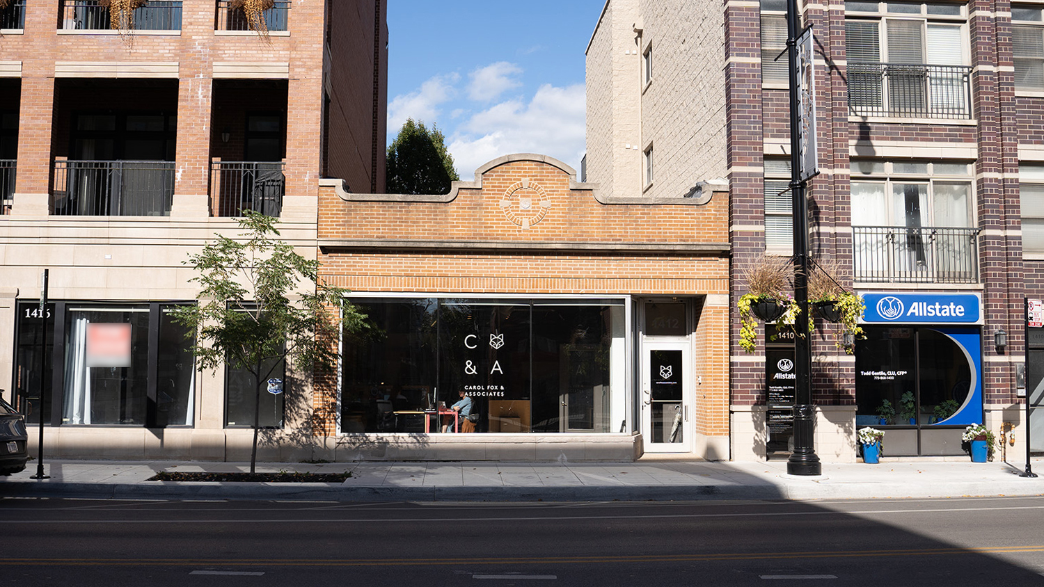 a view of building with street view