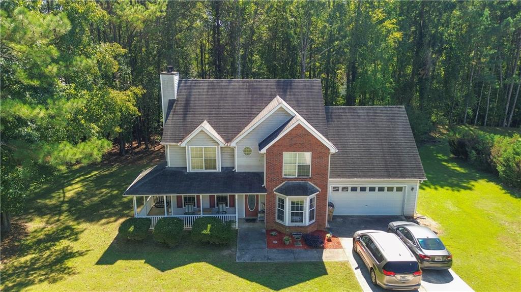 an aerial view of a house