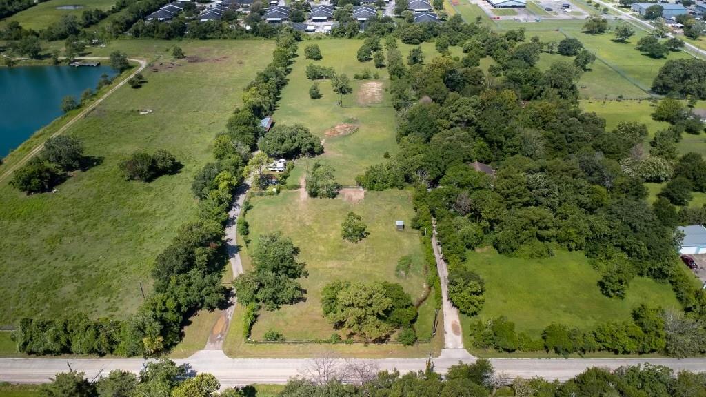 an aerial view of lake houses