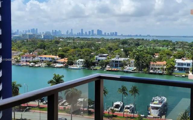 a view of a lake from a balcony