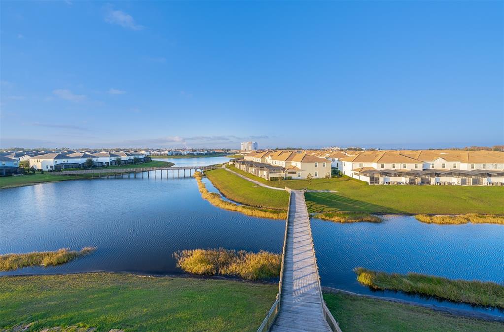 a view of a lake with outdoor space