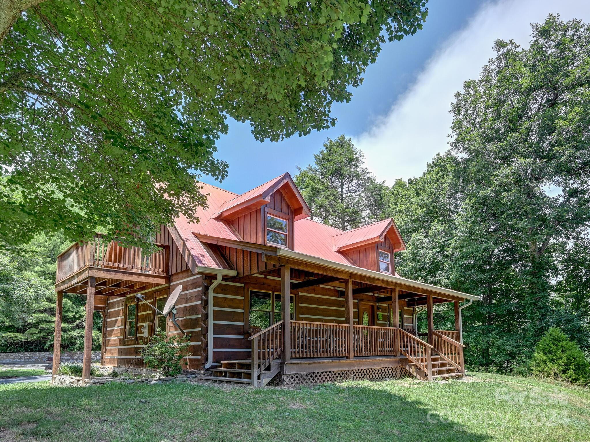 front view of a house with a deck