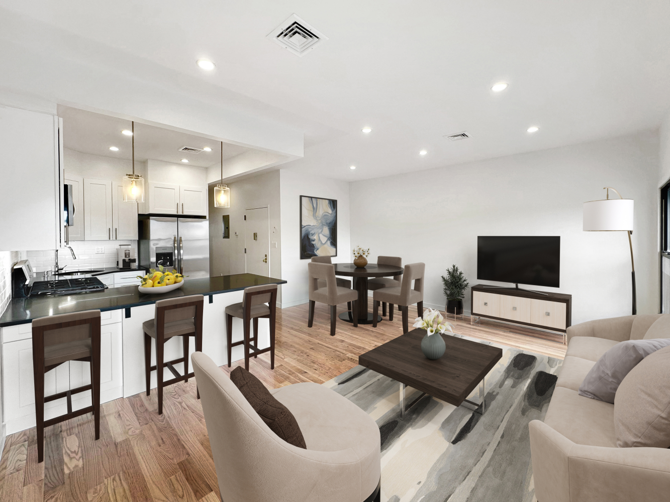 a living room with furniture and a flat screen tv