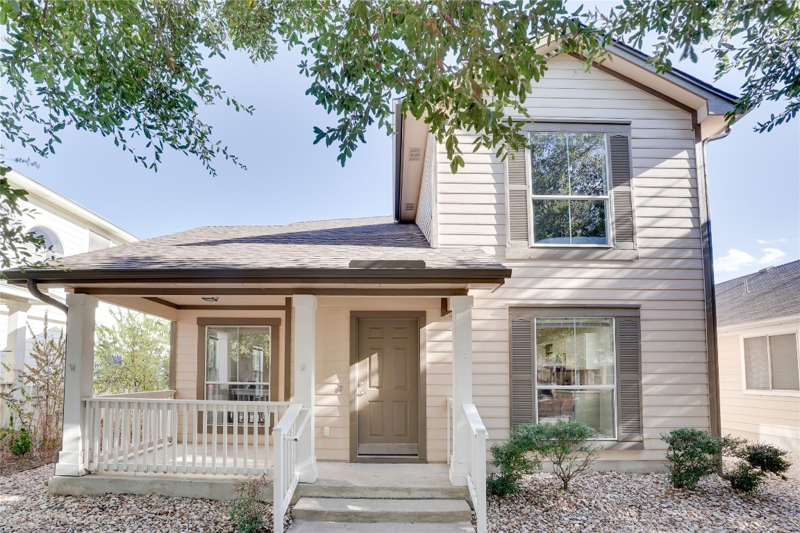 front view of a house with a porch