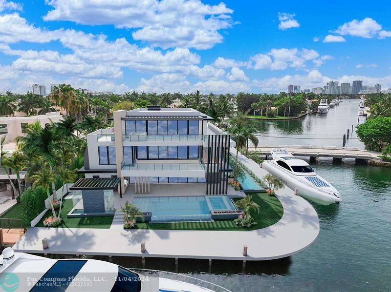 a view of a lake with a house