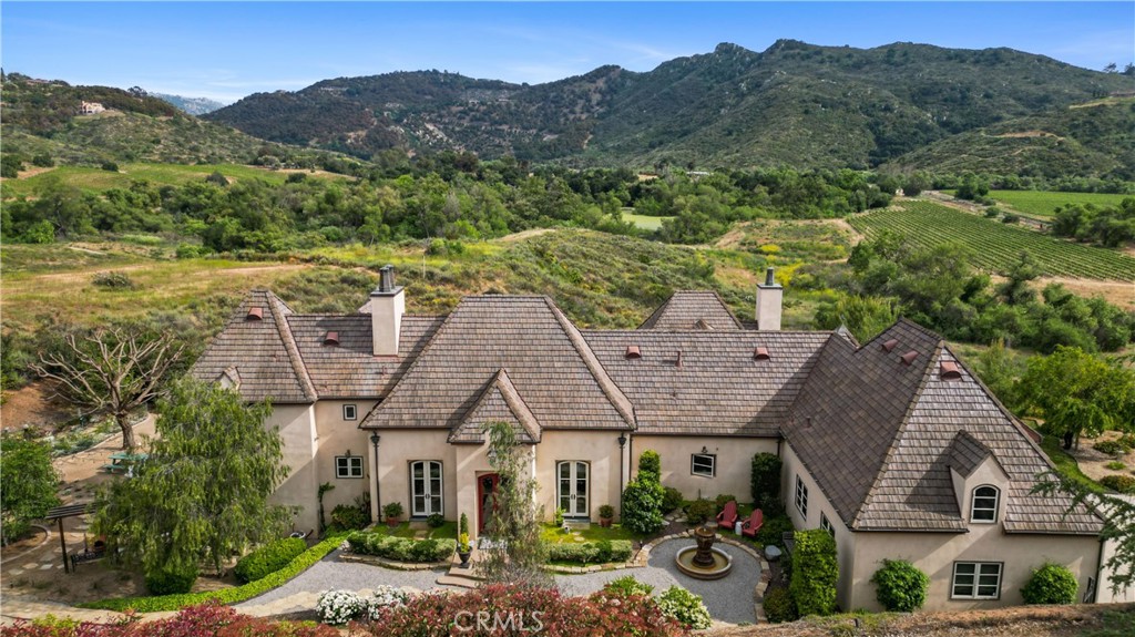 an aerial view of a house