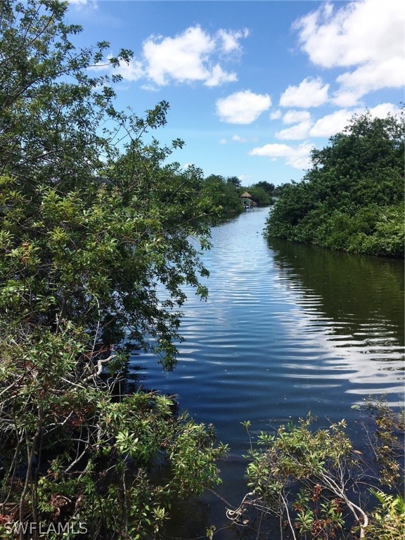 a view of a lake from a yard