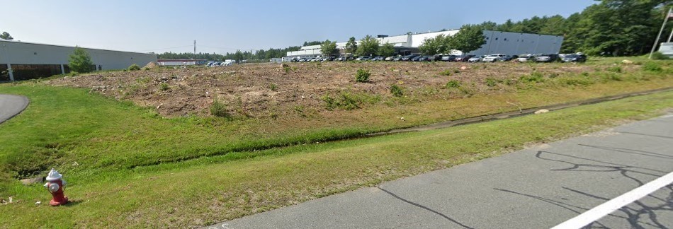 a view of a yard with an trees