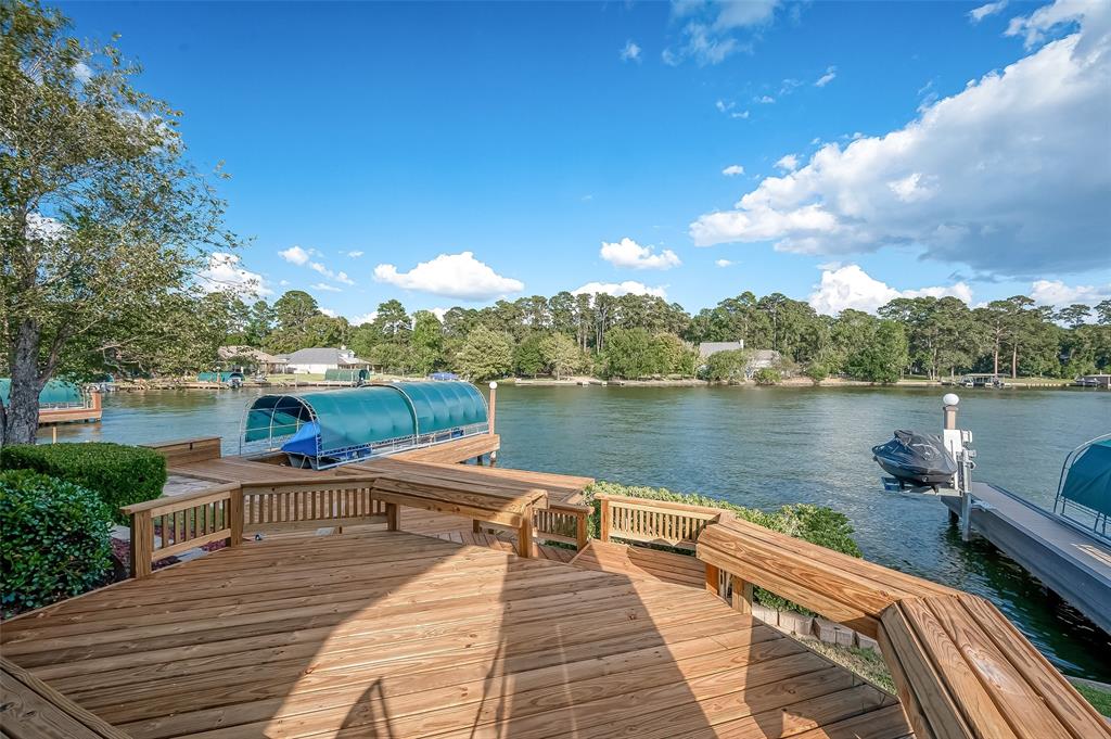 a house view with a lake view