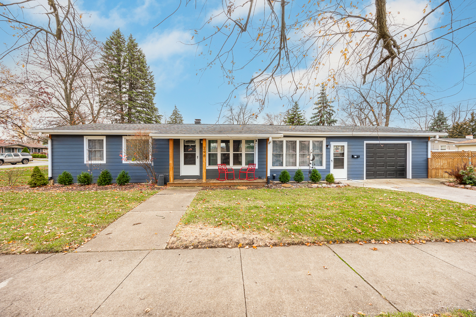 front view of a house with a outdoor space