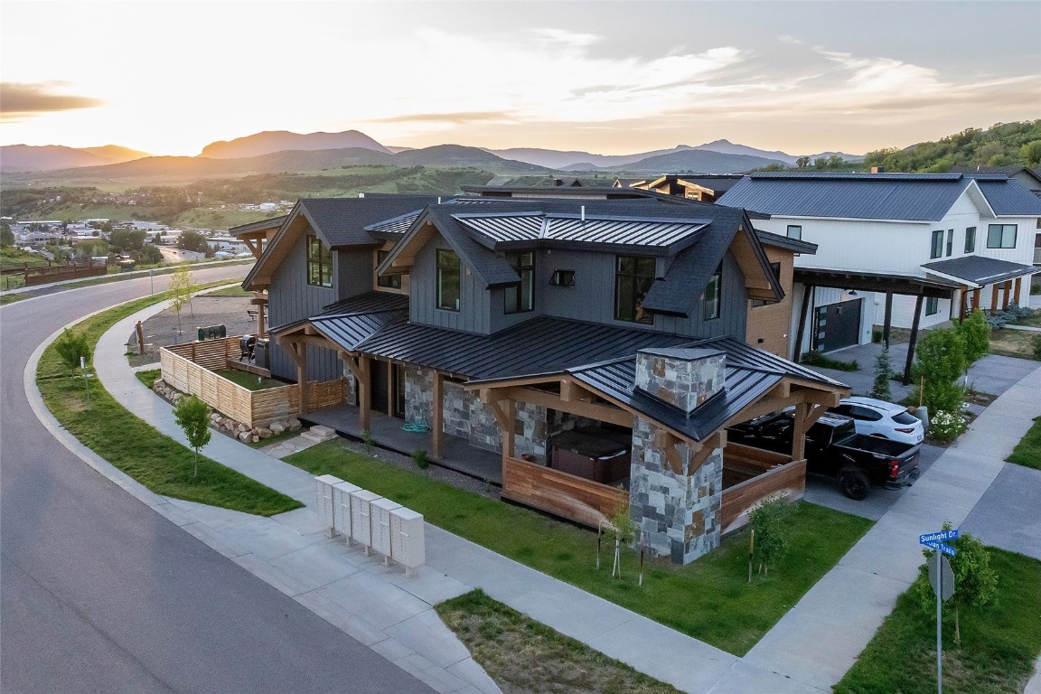 View of front of home with views of Sleeping Giant.