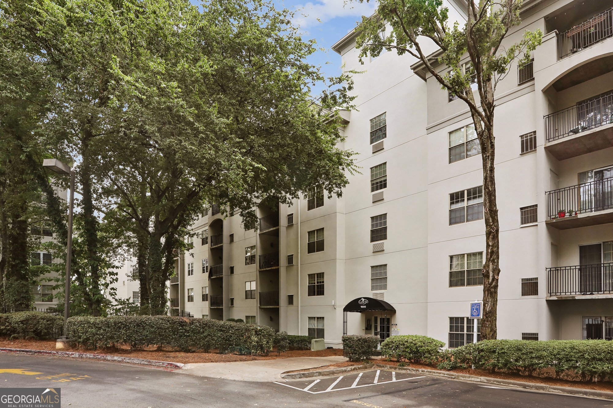 a front view of a building