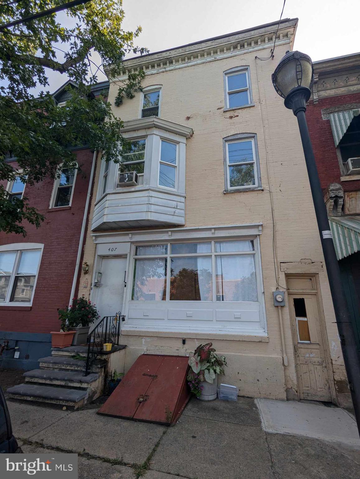 a front view of a house with windows