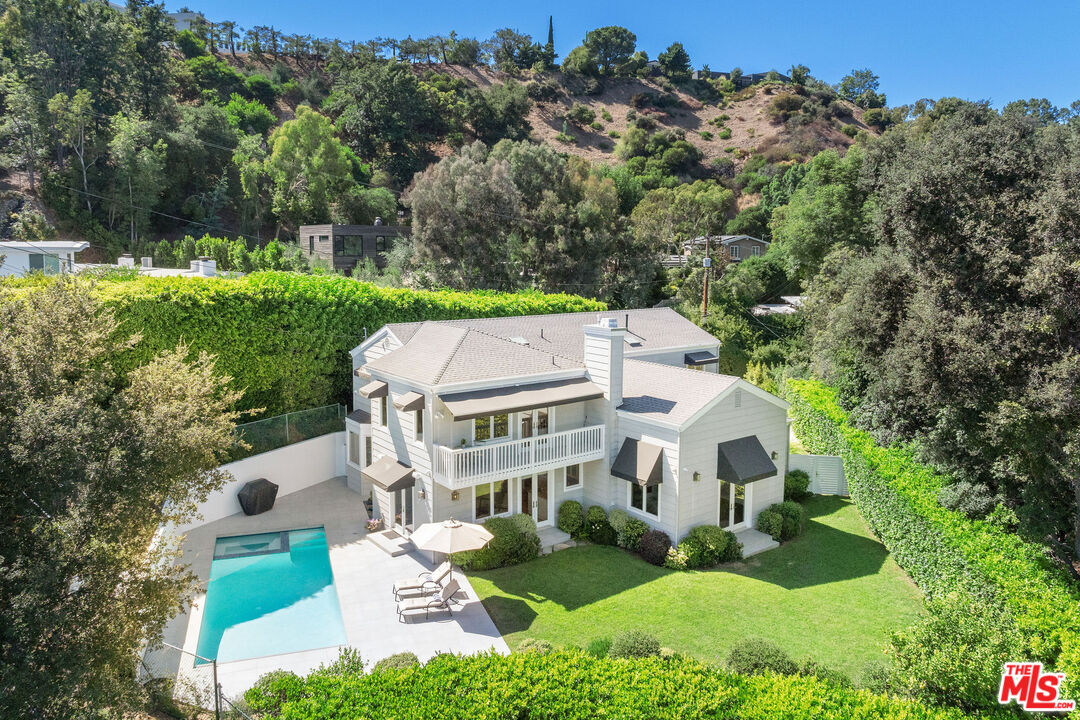 an aerial view of a house