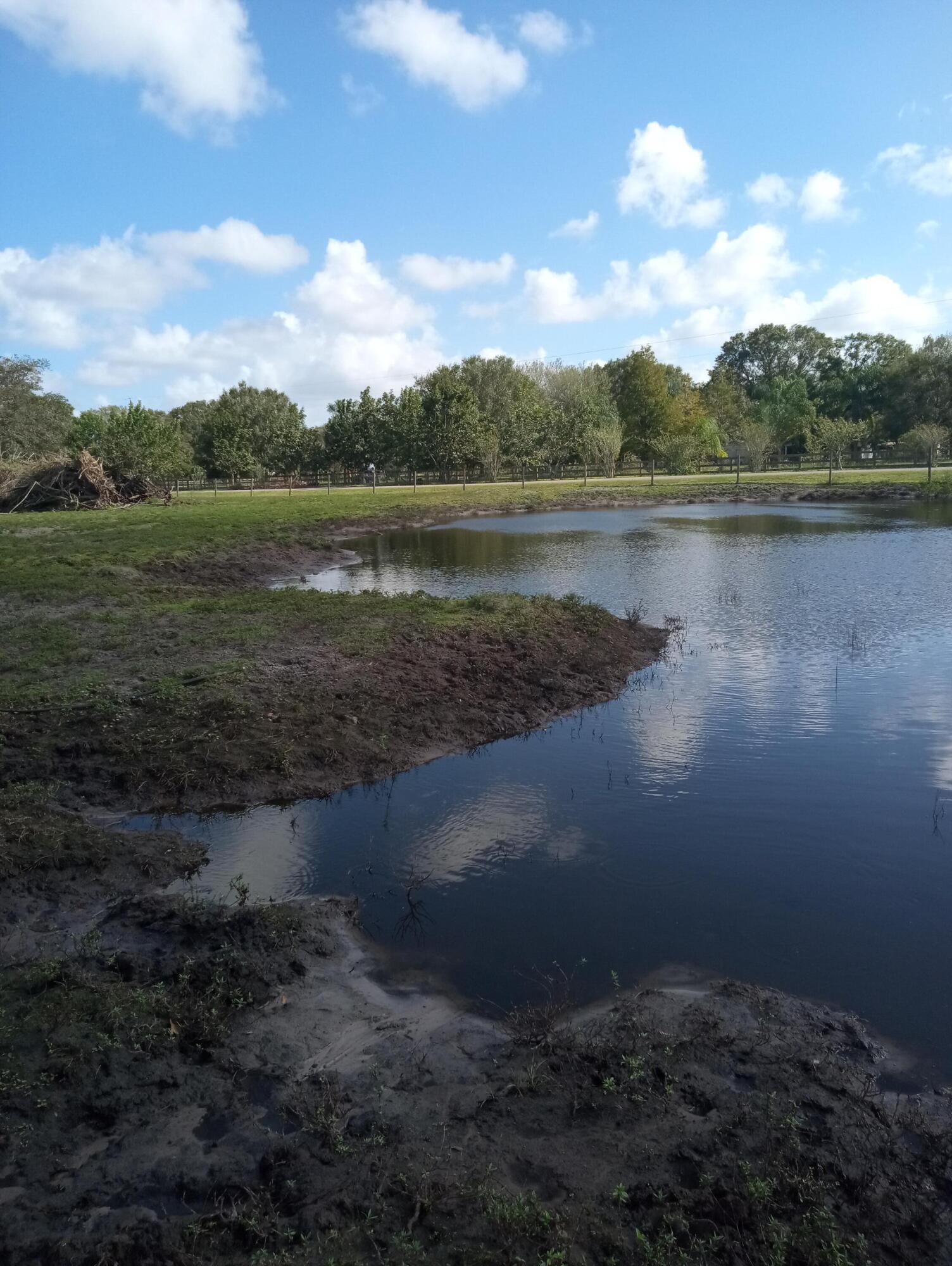 a view of a lake with outside area