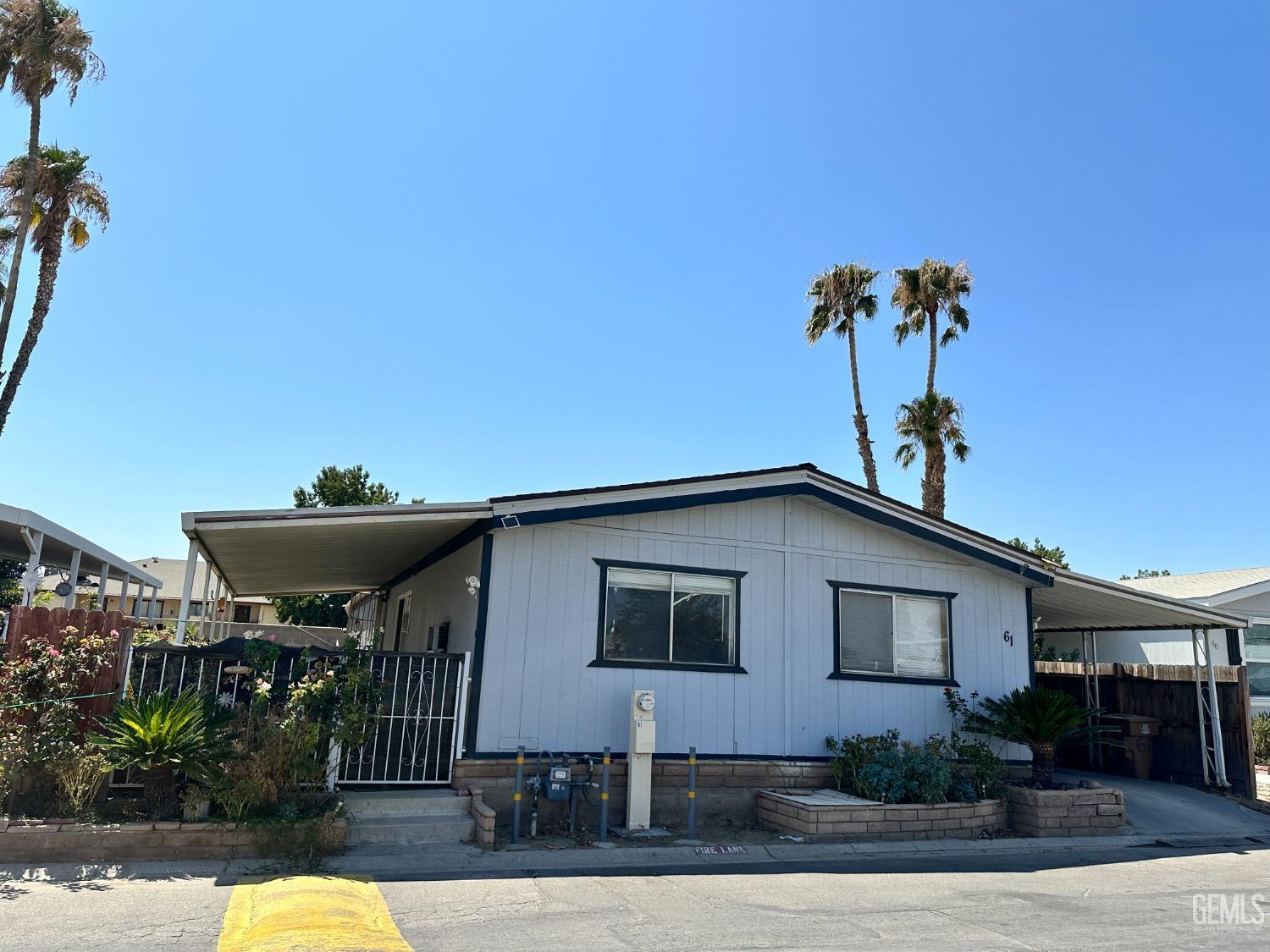 a front view of a house with patio