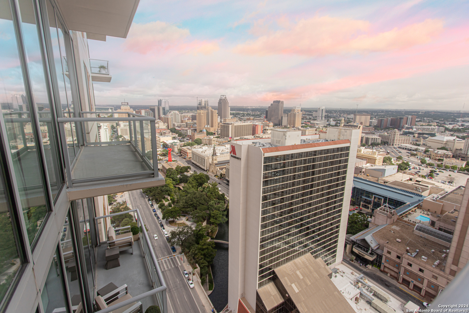 a view of a city from a terrace