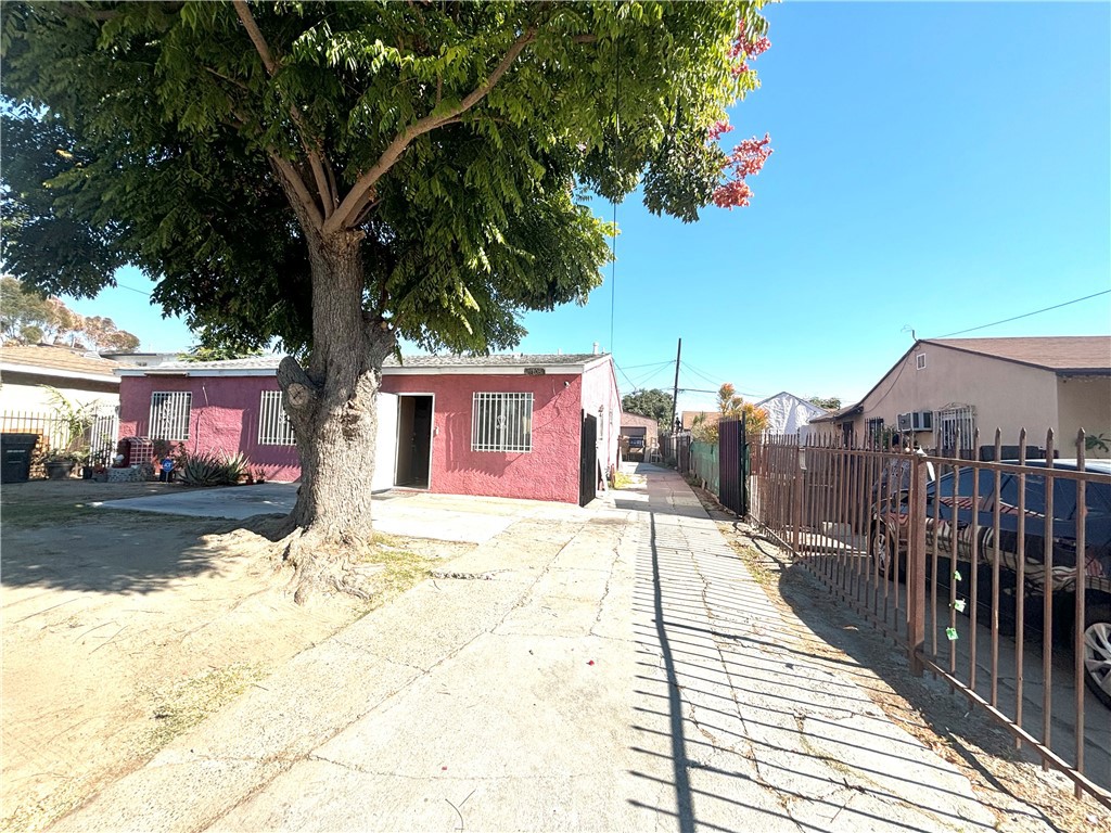 a street view with wooden fencing