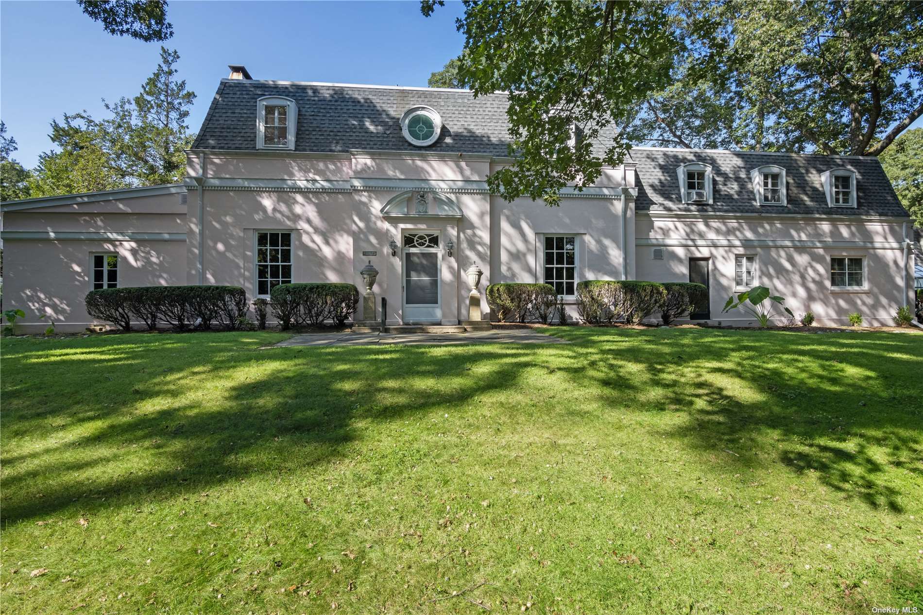 a view of a building with a big yard