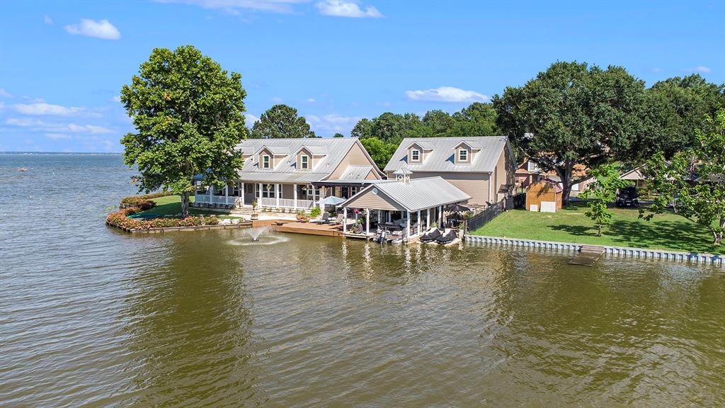 a view of a lake with houses