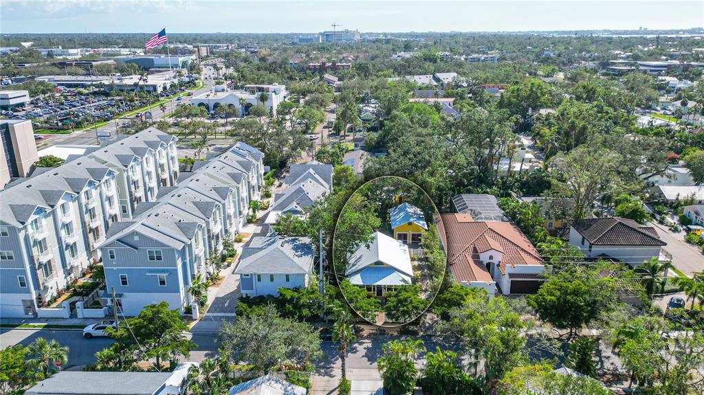 an aerial view of multiple house