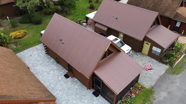 an aerial view of a house