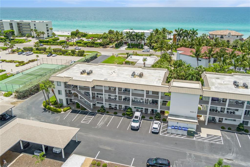 an aerial view of multiple house