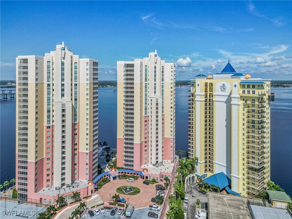 a view of city with tall buildings