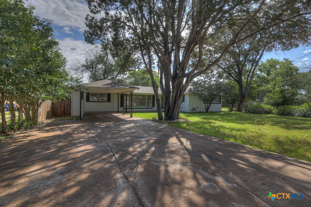 a view of outdoor space with deck and tree