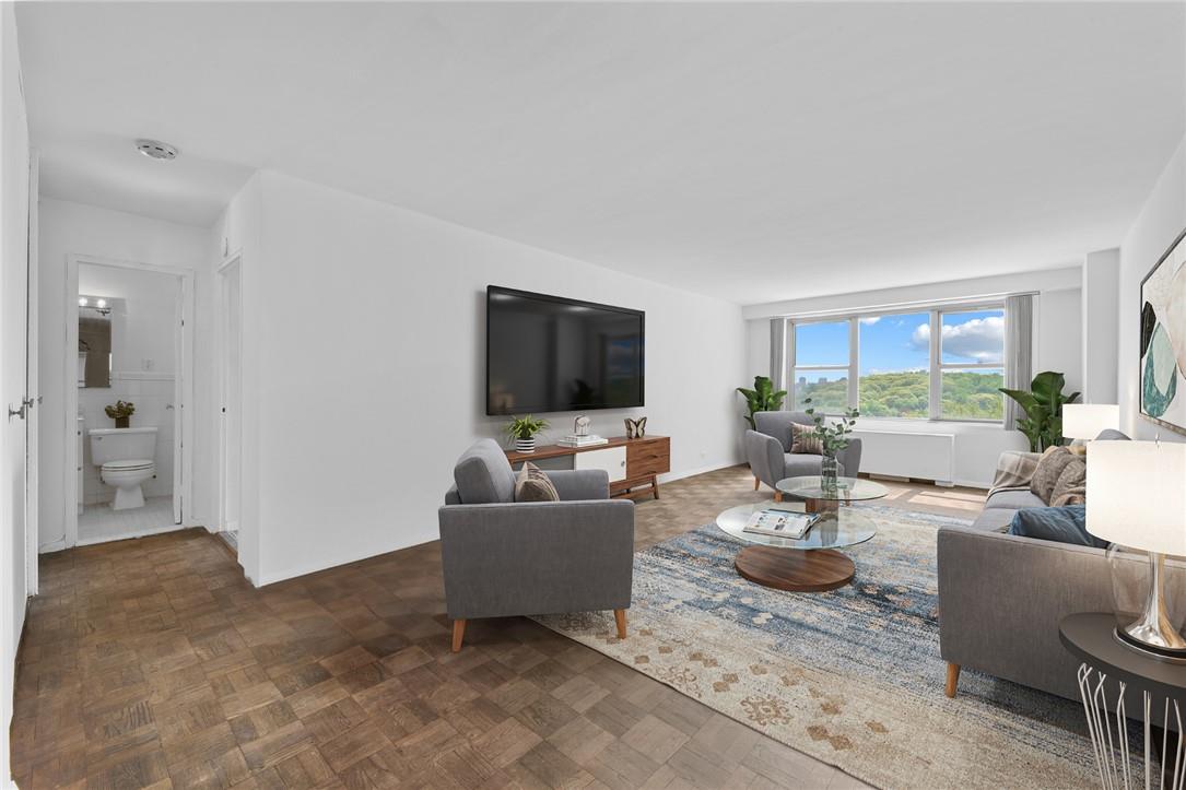 Living room with parquet flooring