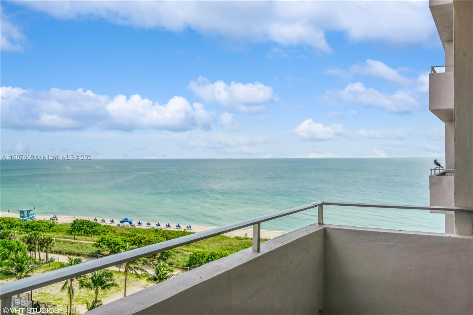 a view of ocean from a balcony