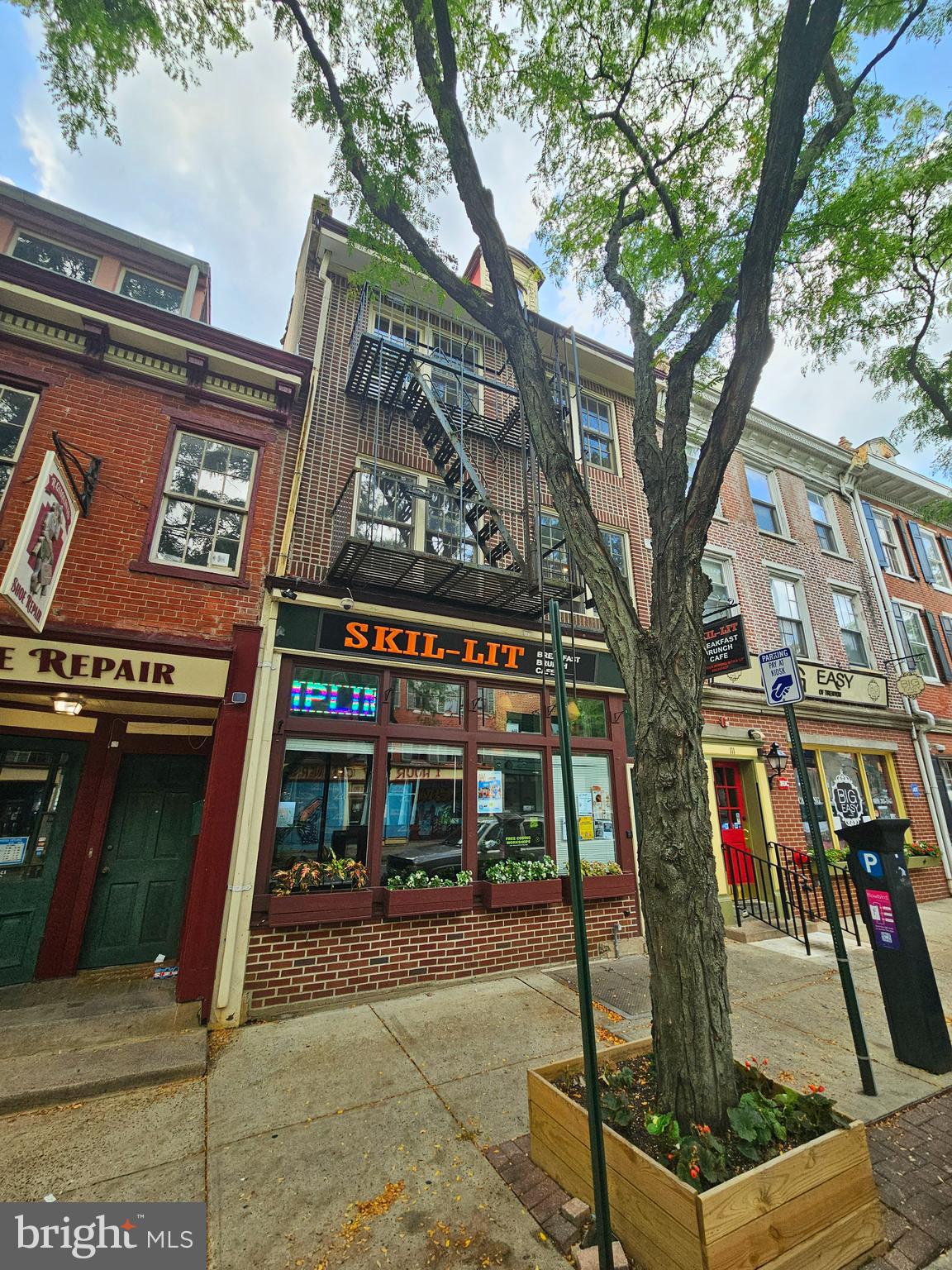 a view of a building with street view