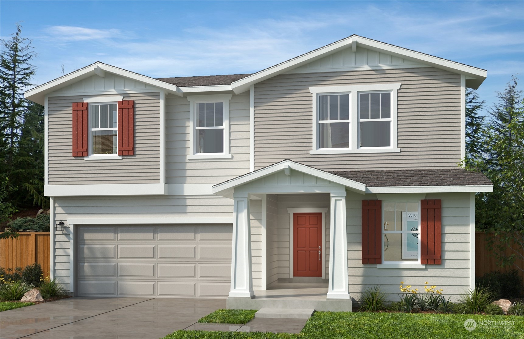 a front view of a house with garage