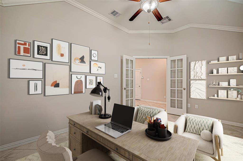 a living room with furniture and window