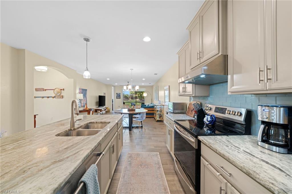 a kitchen with lots of counter top space