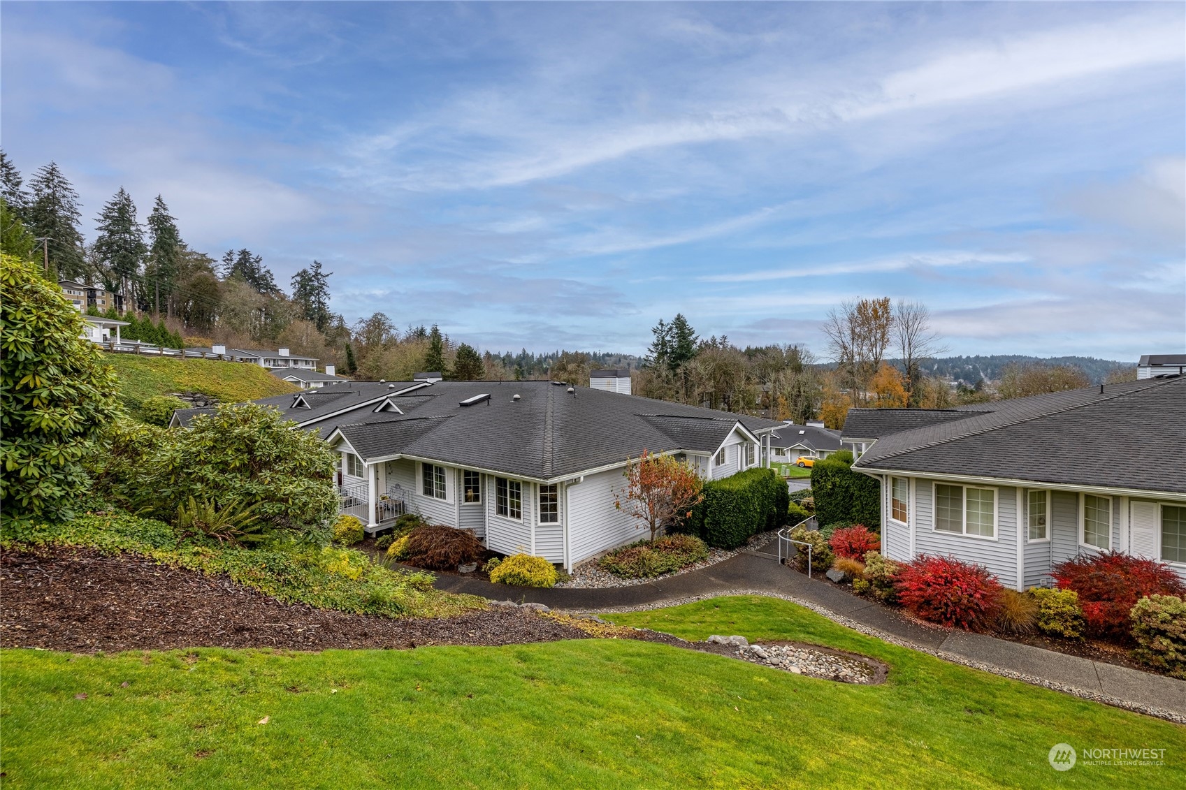 an aerial view of a house