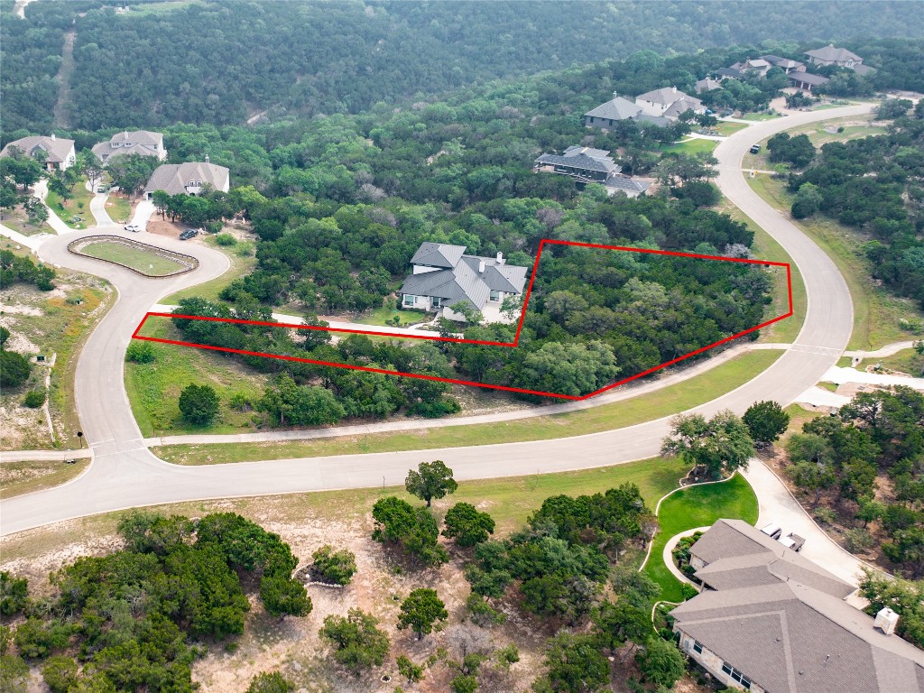 an aerial view of a house