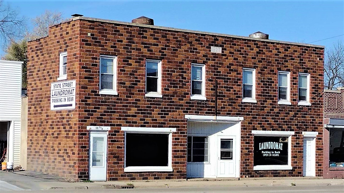 a front view of a building