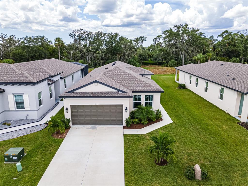 an aerial view of a house