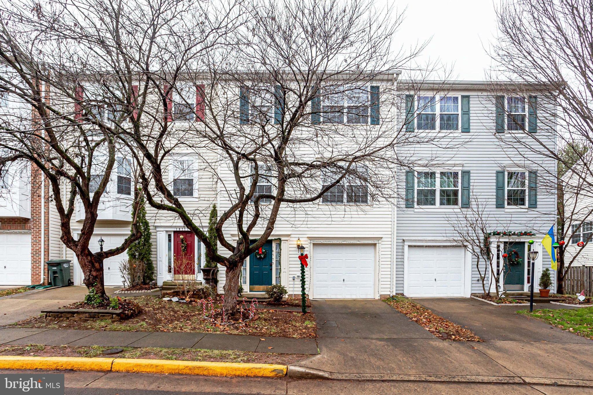 a front view of residential houses