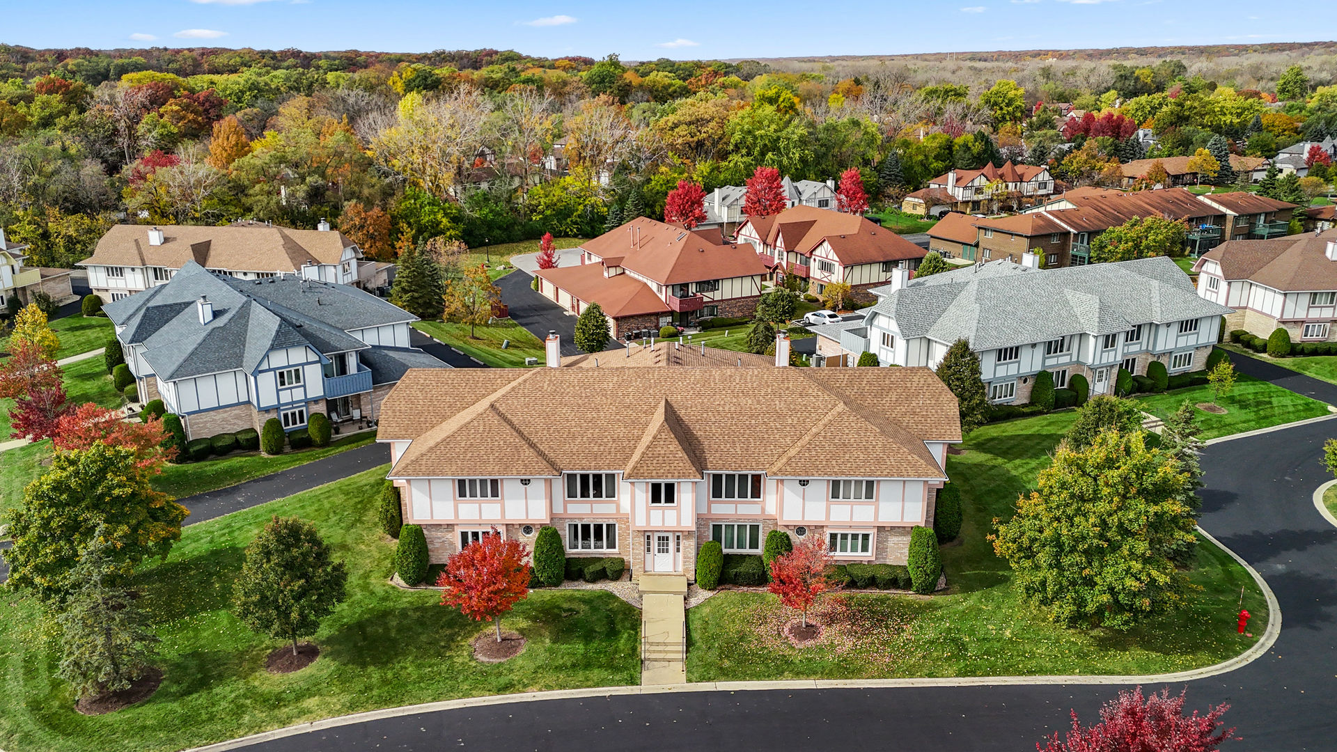 an aerial view of multiple house