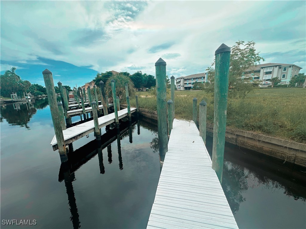 a view of a lake with a terrace