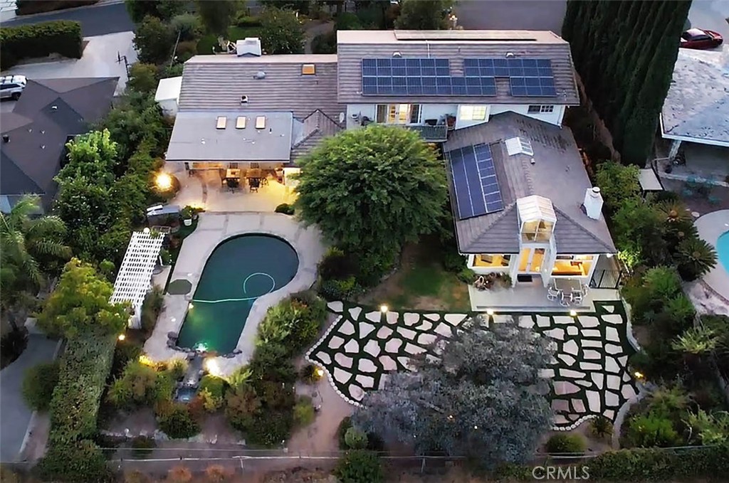 an aerial view of a house