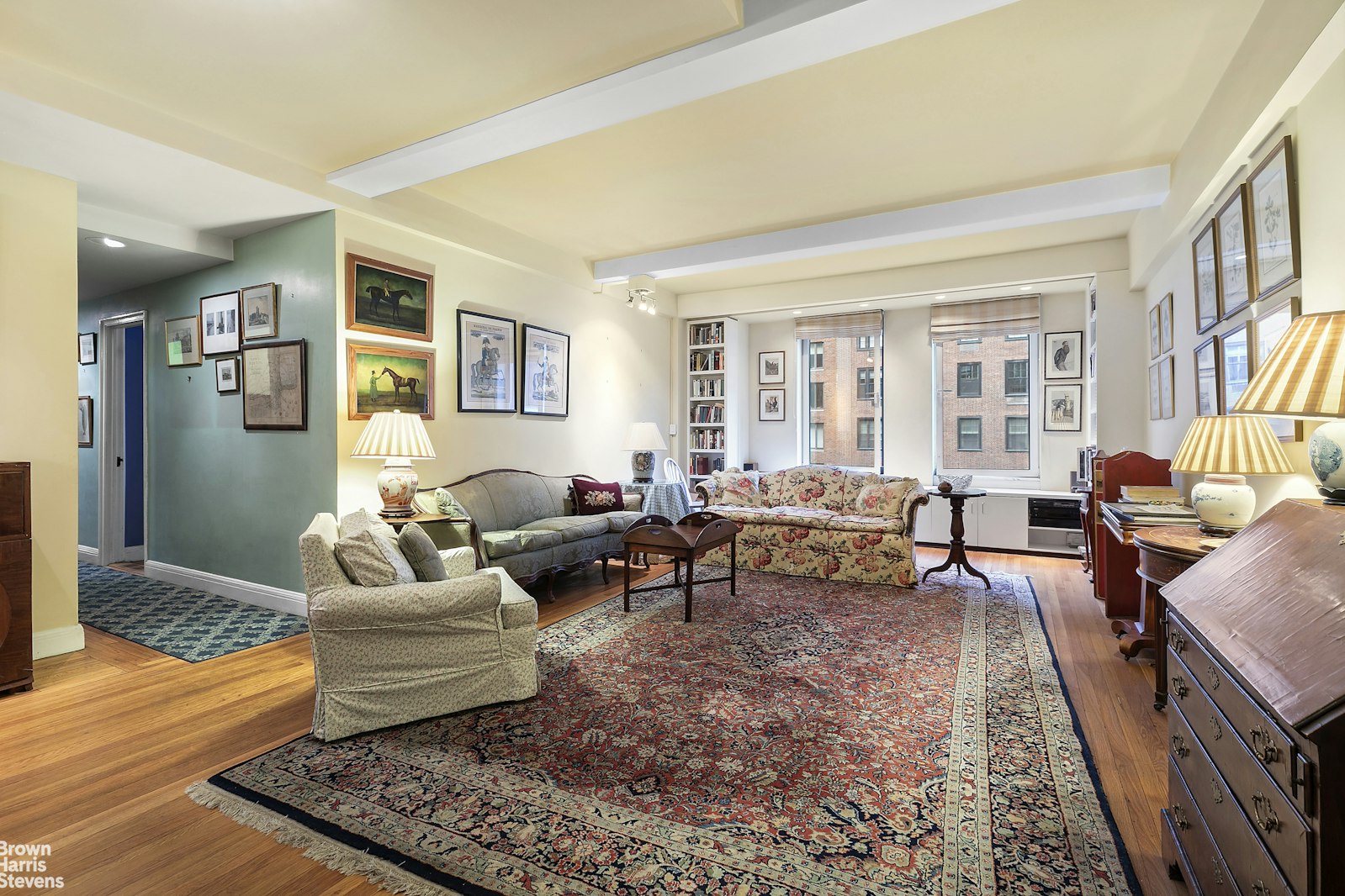 a living room with furniture and a couch