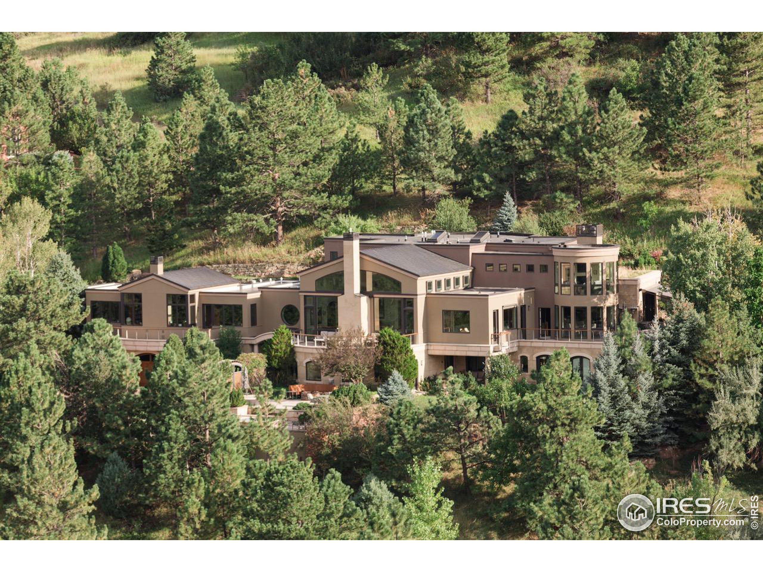 a aerial view of a house with a garden