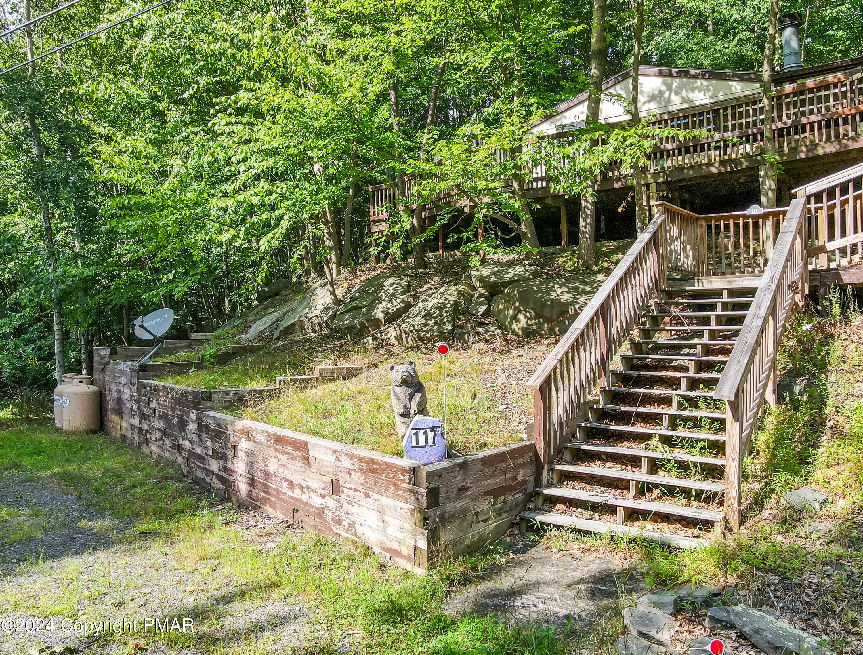 a view of a wooden bridge