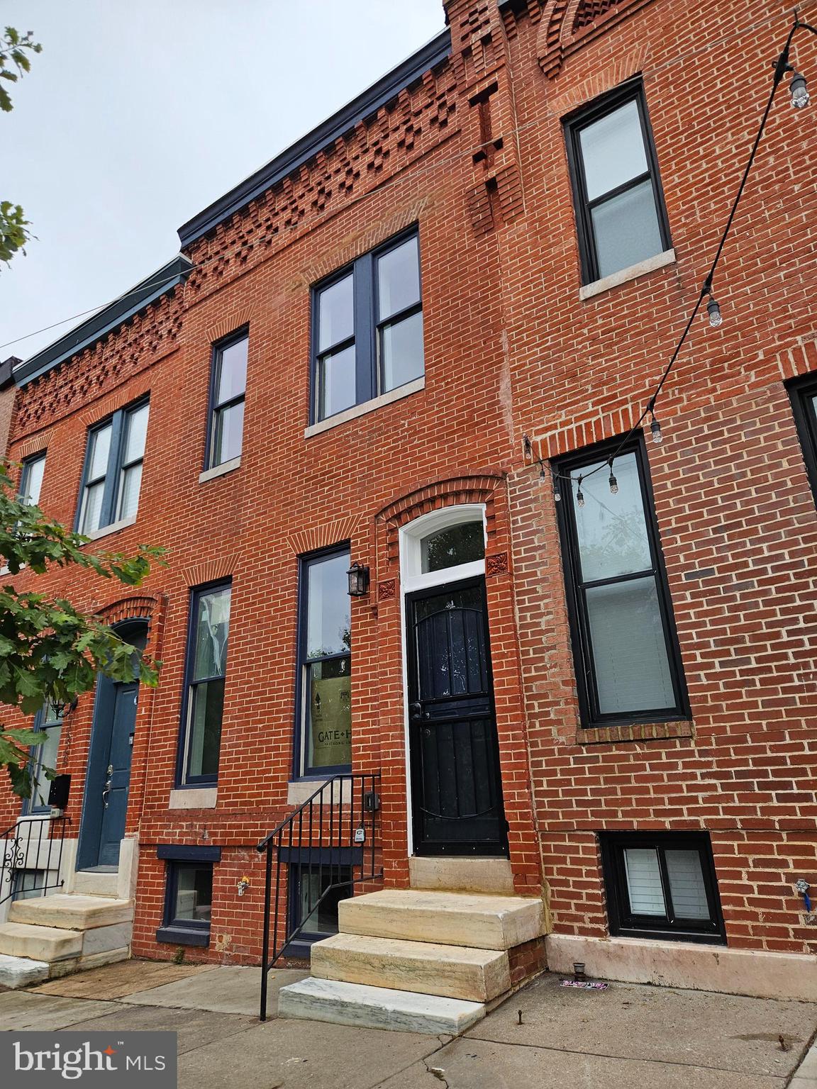 front view of a brick building