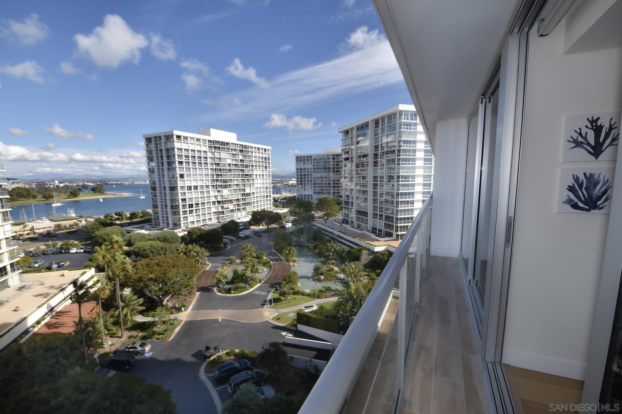 a view of a balcony with an outdoor space