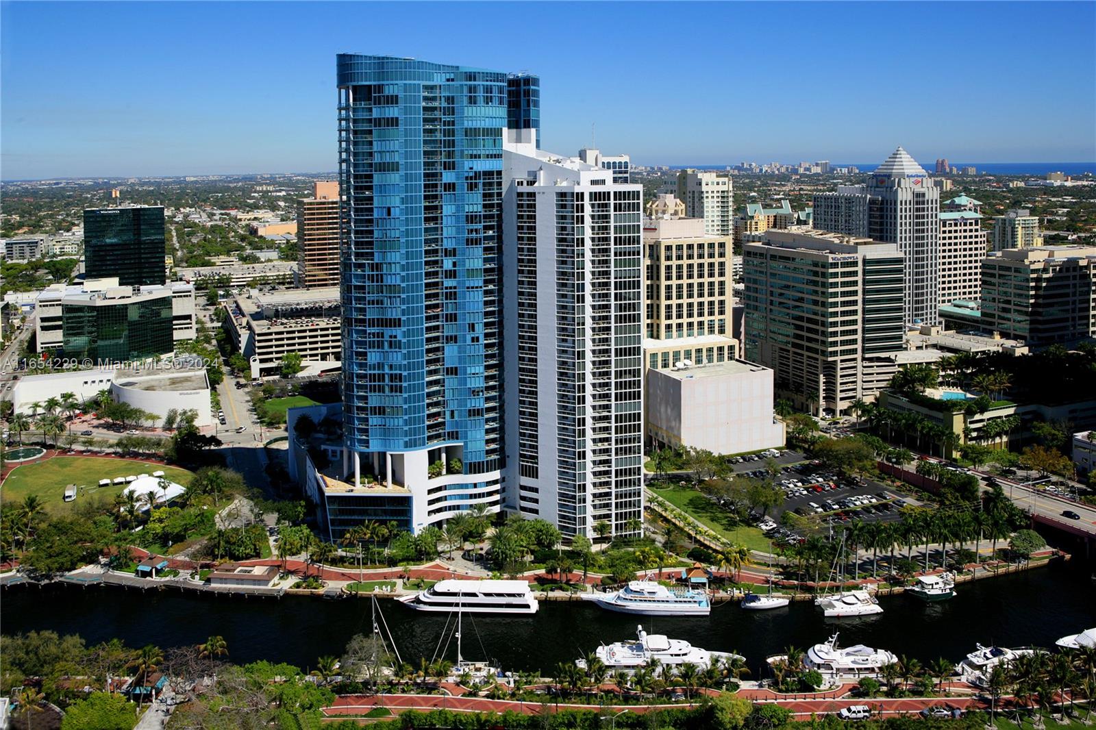 a view of a city with tall buildings