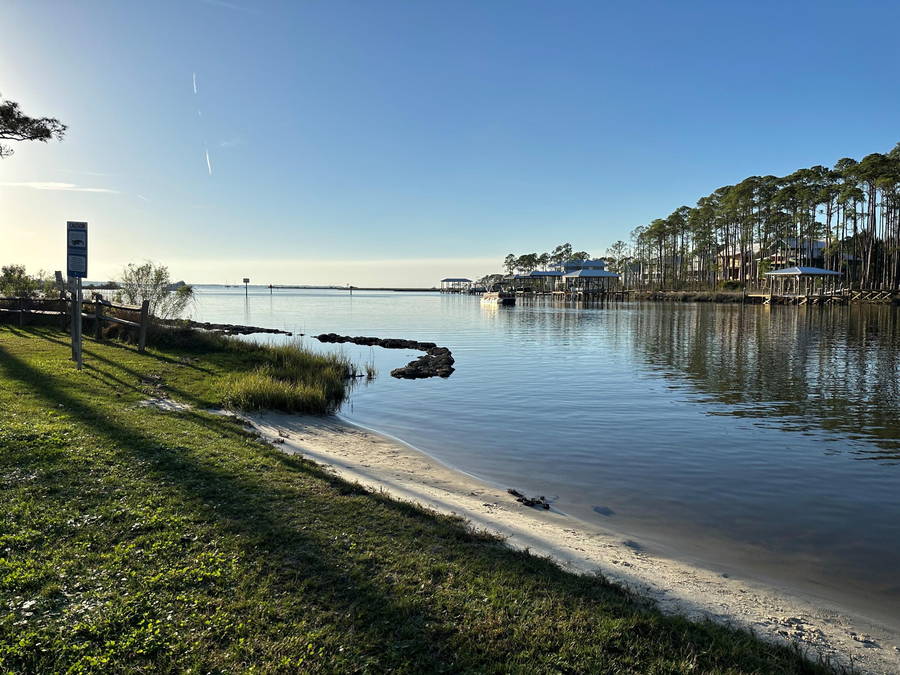 a view of a lake with houses